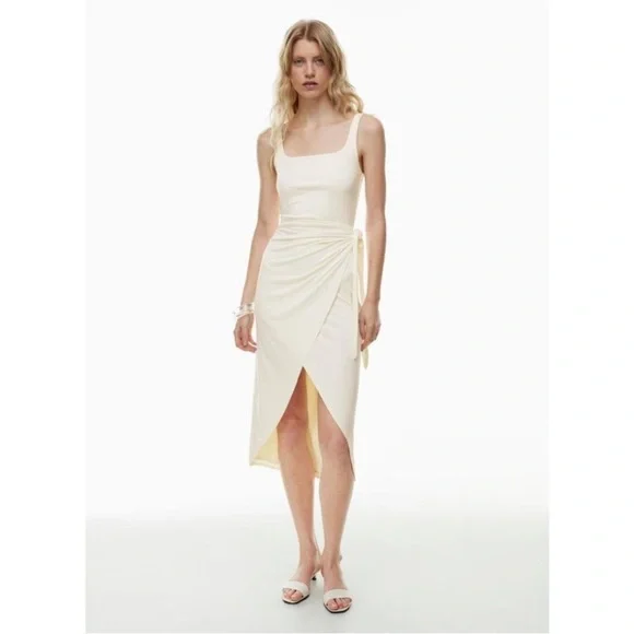 Aritzia Wilfred Saturn Wrap Dress White Sleeveless Womens Size L - Picture 1 of 11